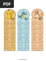 Calendarios Marcapaginas Pokemon