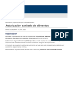 Autorización Sanitaria de Alimentos