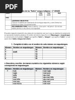 PRUEBA LENGUA INDIGENA 2° BASICO Los Numeros