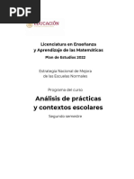 Análisis de Prácticas y Contextos Escolares: Licenciatura en Enseñanza y Aprendizaje de Las Matemáticas