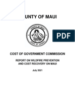 Maui County Report On Wildfire Prevention and Cost Recovery On Maui, July 2021