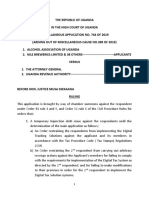 Alcohol Industry Association of Uganda Limited 39 Ors V The Attorney General Anor (Miscellaneous Application No 744 of 2019) 2019 UGHCCD 220 (5 November 2019)