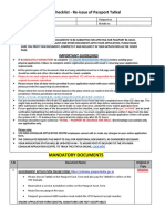 Passport Checklist Tatkal