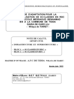 Calcul Blocs 02 Clases + 01 Classe RDC À TIDDA 2023