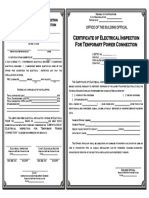 Certificate of Electrical Inspection For Temporary Power Connection