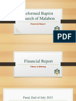 Reformed Baptist Church of Malabon Financial Report August