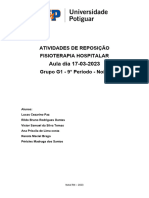 Aula Dia 17-03-2023: Atividades de Reposição Fisioterapia Hospitalar Grupo G1 - 9° Período - Noite