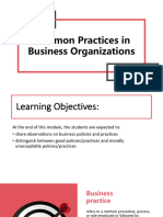 Common Practices in Business Organizations