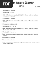 O Level Maths HCF LCM Worksheet