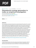 Piezoelectric Energy Generation in India - An Empirical Investigation Paper 1