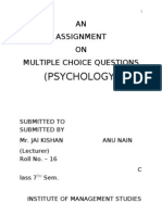 Assignment of Multiple Choice Questions Psychology)