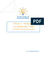 Le Cahier Pour La Classe - Les Accords Sujet - Verbe - Cycle 3