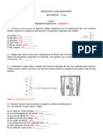 L27a - Lista 1 - GABARITO - Números Negativos