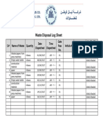 Waste Disposal Log Sheet