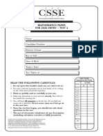 Maths 2020 Entry Paper 1