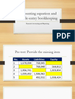 Accounting Equation and Double Entry Bookkeeping