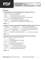 Oxford Solutions Elementary Progress Test 6A