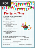 Birthday Plans With BE GOING TO. Listening Comprehension Activity