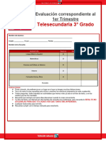 Exámen 1er Trimestre 3° Telesecundaria - Contestado