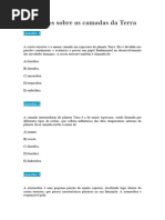 Exercícios Sobre As Camadas Da Terra 1° ANOS