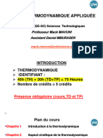 Chap I INTRODCUTION A LA THERMODYNAMIQUE APPLIQUEE - GC - GE FST