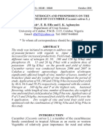 Influence of Nitrogen and Phosphorus On The Growth and Yield of Cucumber (Cucumis Sativus L.)