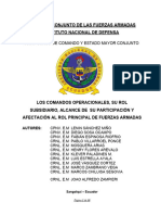 Los Comandos Operacionales, Su Rol Subsidiario, Alcance de Su Participación y Afectación Al Rol Principal de Fuerzas Armadas