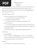 Argumentative Essay Instructions and Rubric