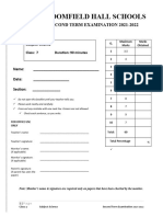 Class 7 Science Exam Paper March 2021-22