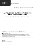 Analysis of Surface Finishing Processes A Review Research Journal