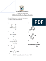 CH110 Tutorial SHEET 8 - Organic Chemistry