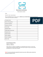 Reservation Confirmation Letter For Hotel