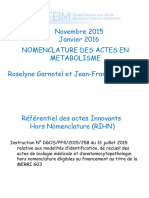 Novembre 2015 Janvier 2016 Nomenclature Des Actes en Metabolisme Roselyne Garnotel Et Jean-François Benoist