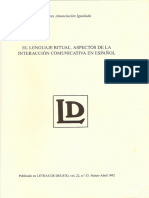 El Lenguaje Ritual. Aspectos de La Interacción Comunicativa en Español