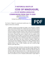 Brief Historical Roots of The Diocese of Maiduguri