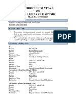 Curriculum Vitae OF MD Abu Bakar Siddik: Mobile No: 01770756569