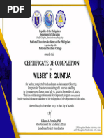 WILBERT R. QUINTUA Certificate