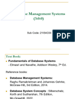 Database Management Systems (3:0:0) : Sub Code: 21IS4C04