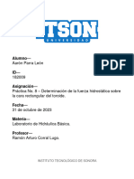 Práctica No. 8 - Determinación de La Fuerza Hidrostática Sobre La Cara Rectangular Del Toroide.