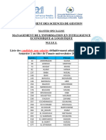 Liste Des Candidats Non-Salariés Définitivement Admis - Master MIIEL2023-2024