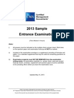 CMA 2013 SampleEntranceExam Revised May 15 2013