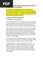 Las Empresas Del Sistema Financiero en El Perú