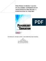 Philippine Public School Values Education Teachers' Experiences in Classroom Positive Discipline: A Phenomenological Inquiry