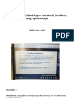 Exercício Bioestatística - Prevalência, Incidência, Artigo Epidemiologia