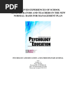 The Lived Experiences of School Administrators and Teachers in The New Normal: Basis For Management Plan