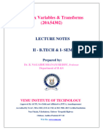 Complex Variables & Transforms (20A54302) : Lecture Notes