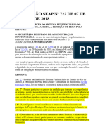 Resolução Seap #722 de 07 de Agosto de 2018 - Remissão Pela Leitura