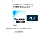 The Assessment of Reading Comprehension Proficiency of Grade School Learners As Basis For Remediation Program