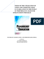 Effectiveness of The Utilization of Information and Communication Technology in Relation To The Pupils' Academic Performance: Basis For Enhancement Program