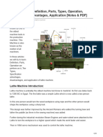 Lathe Machine Definition Parts Types Operation Specification Advantages Application Notes PDF